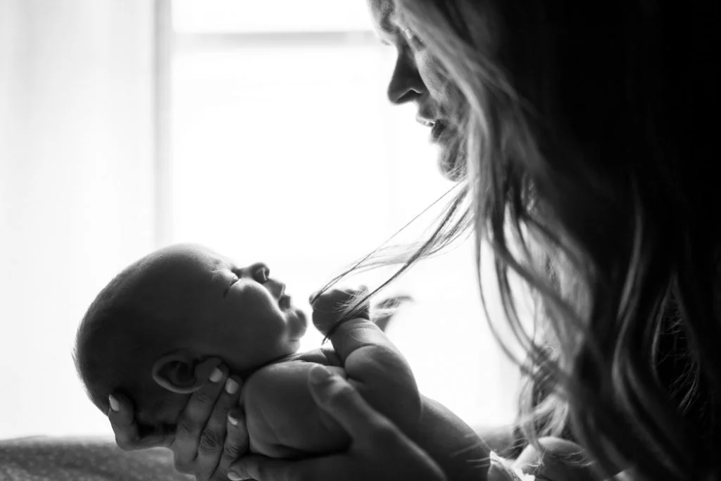 new born baby & mom